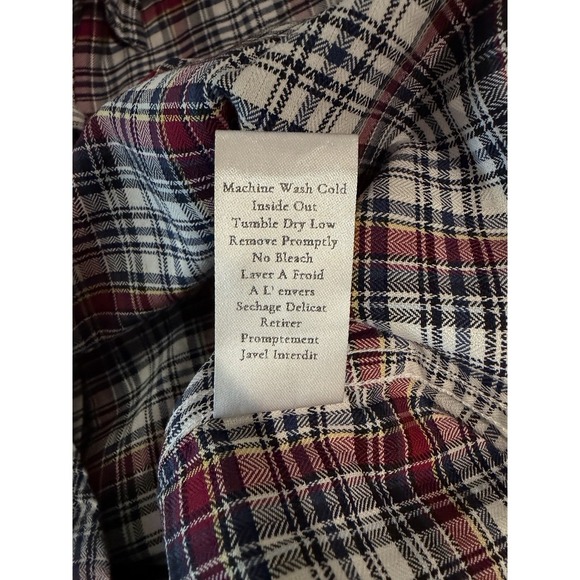 Frank & Eileen Finbar Red Black Navy Plaid Flannel Long Sleeve Button Down M - Picture 7 of 7